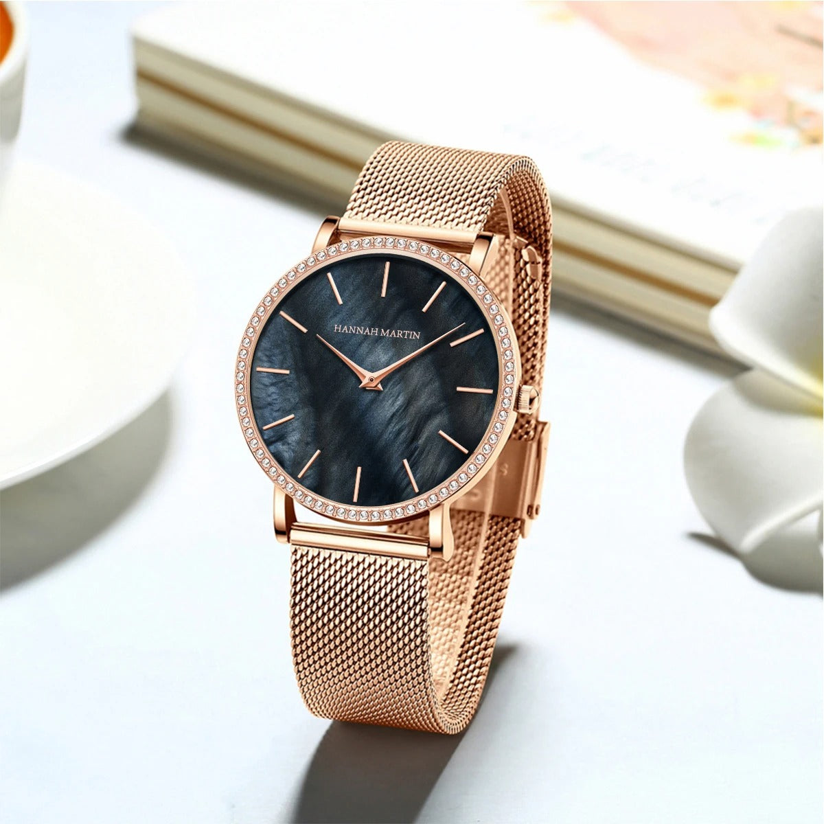 Quartz Movement Luxury Women Watch Rhinestone Stainless Steel