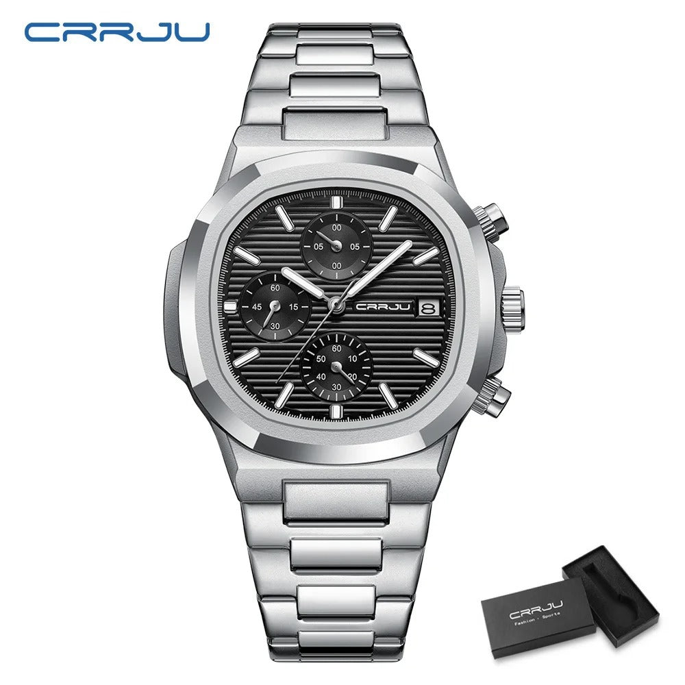 Luxury Man Watch Business Waterproof Male Clock Luminous Date Stainless Steel Square Quartz Men