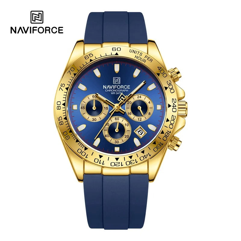 NAVIFORCE Luxury Men's Watch Waterproof Sports Quartz Clock Silicone Strap Chronograph Luminous Wristwatches - Revelloventures