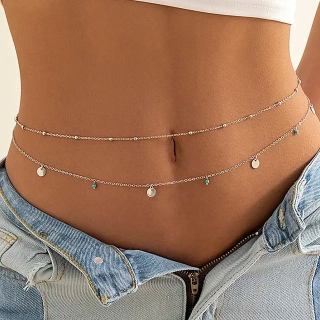 New Fashion Sexy Double Layer Pearl Chain for Women Waist Bead Belly Chain - Revelloventures