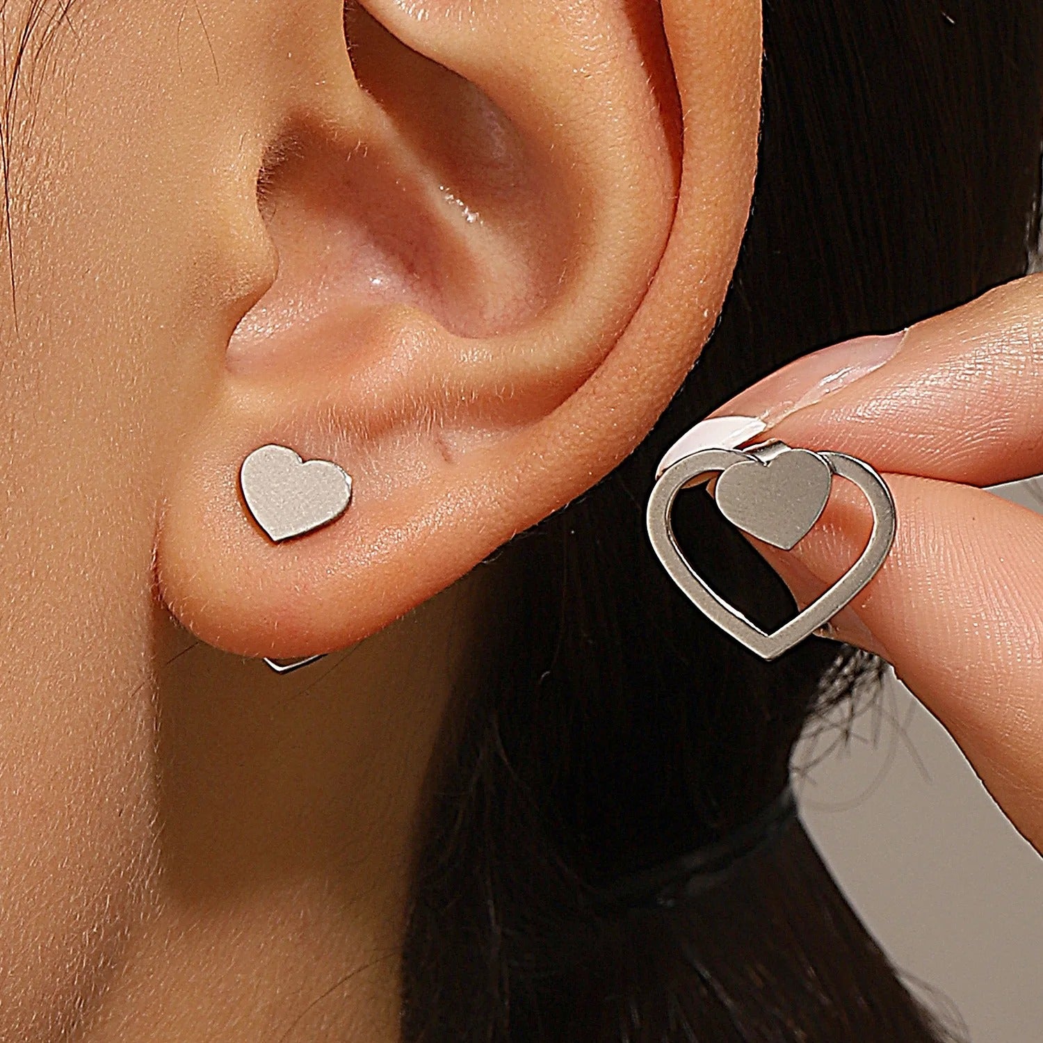 Geometric Square Detachable Triangles Stainless steel Stud Earrings for Women