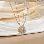 Stainless Steel Magnetic Sun Moon Couple Necklace Fashion Chain for Men and Women