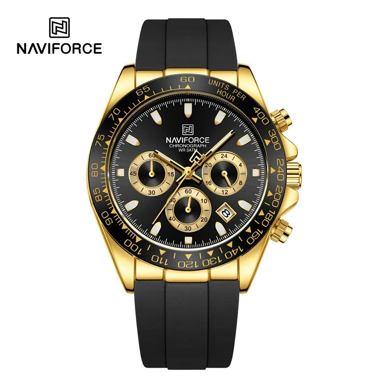 NAVIFORCE Luxury Men's Watch Waterproof Sports Quartz Clock Silicone Strap Chronograph Luminous Wristwatches - Revelloventures