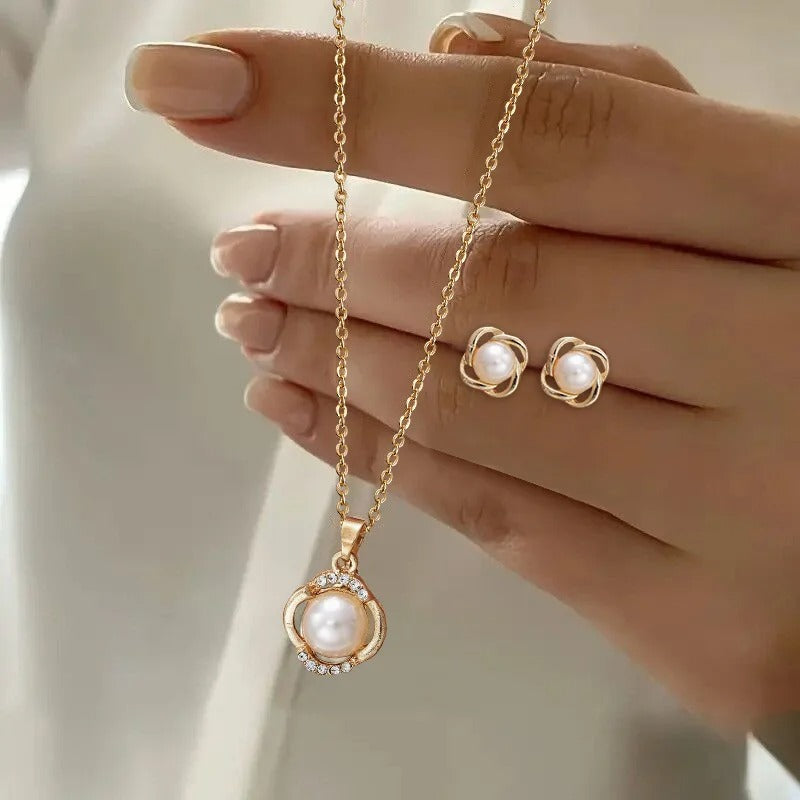 LATS 3 Pcs/Set Round Pearl Pendant Necklace For Women - Revelloventures