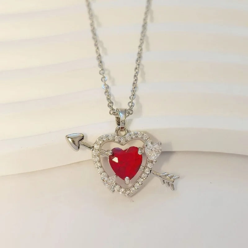 New Style Creative Arrow Through Heart Couple Pendant Heart-Shaped Collar Chain Valentine's Day Necklace Jewelry Gift - Revelloventures