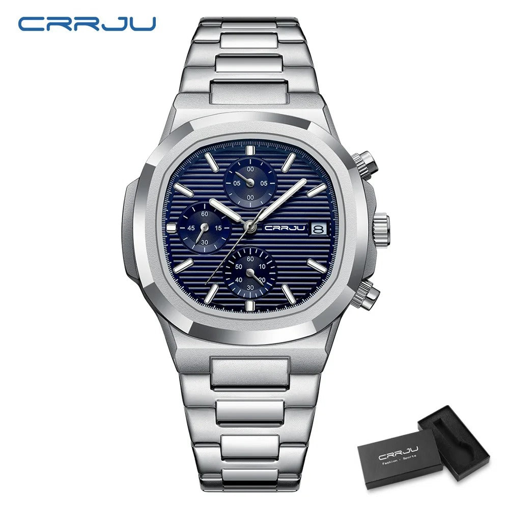 Luxury Man Watch Business Waterproof Male Clock Luminous Date Stainless Steel Square Quartz Men