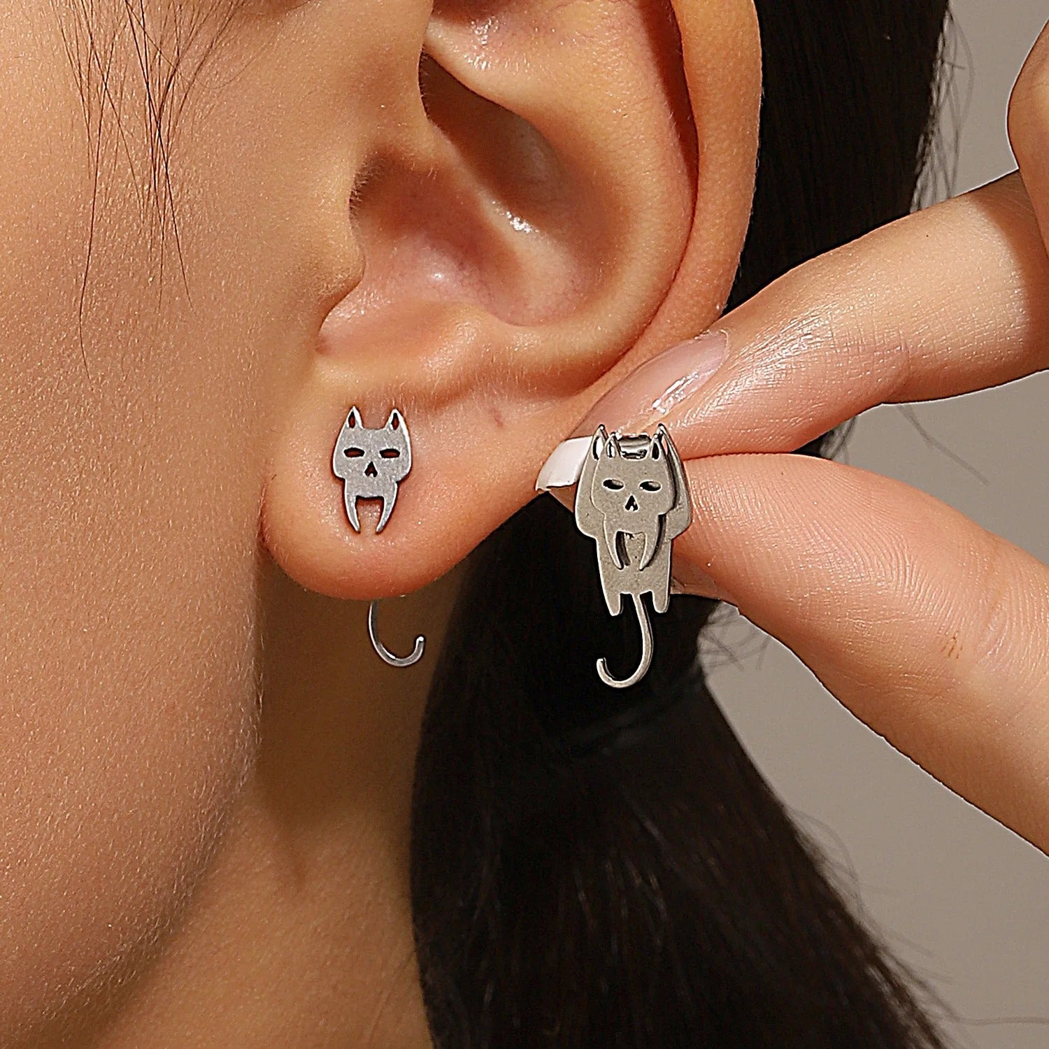 Geometric Square Detachable Triangles Stainless steel Stud Earrings for Women