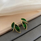 Lovely Sweet Grey Leaf Stud Earrings for Women - Revelloventures