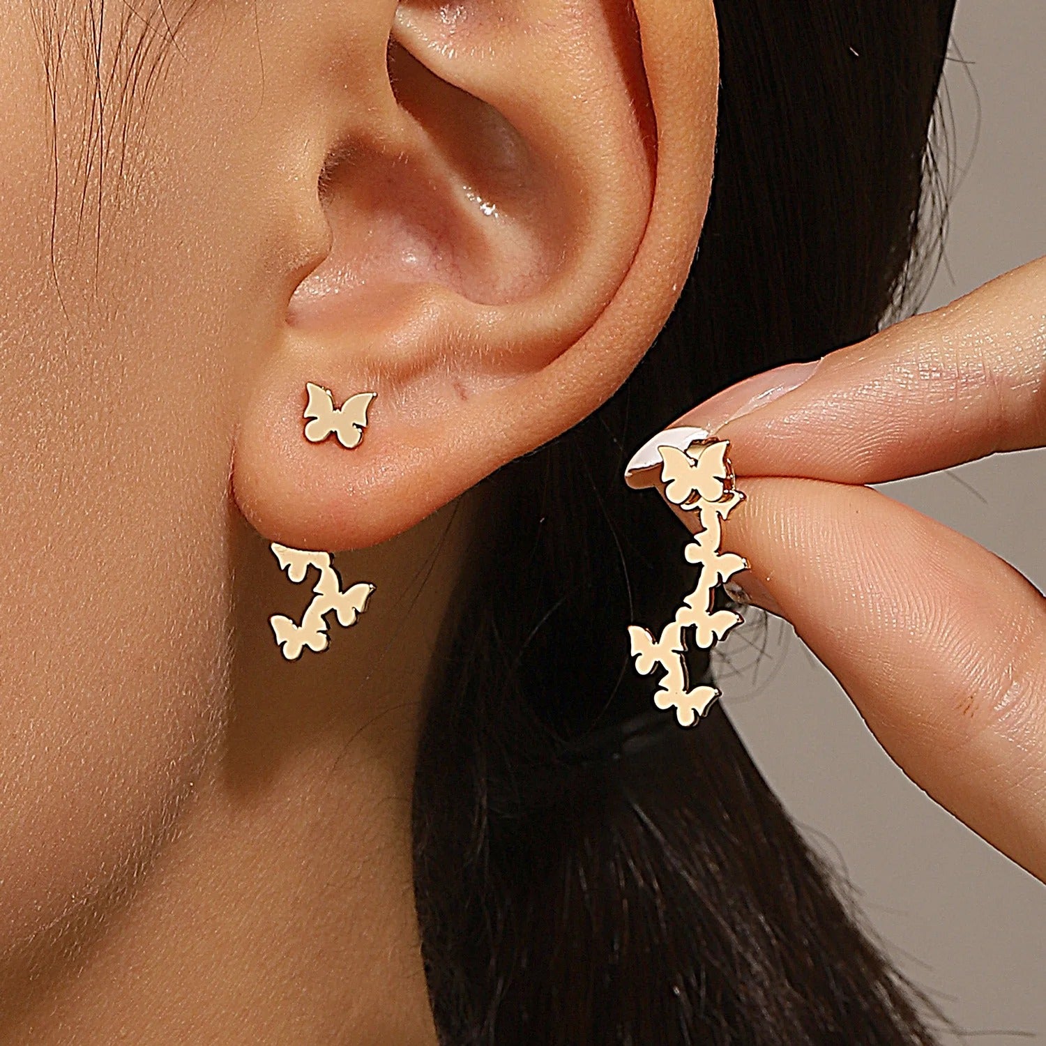 Geometric Square Detachable Triangles Stainless steel Stud Earrings for Women