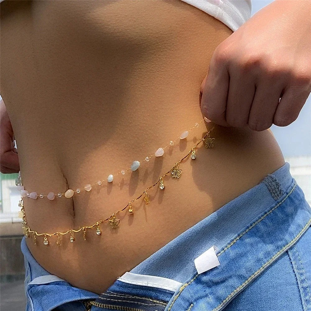 New Fashion Sexy Double Layer Pearl Chain for Women Waist Bead Belly Chain - Revelloventures