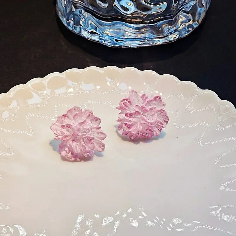 Red Blue Enamel Flower Stud Earrings for Women - Revelloventures