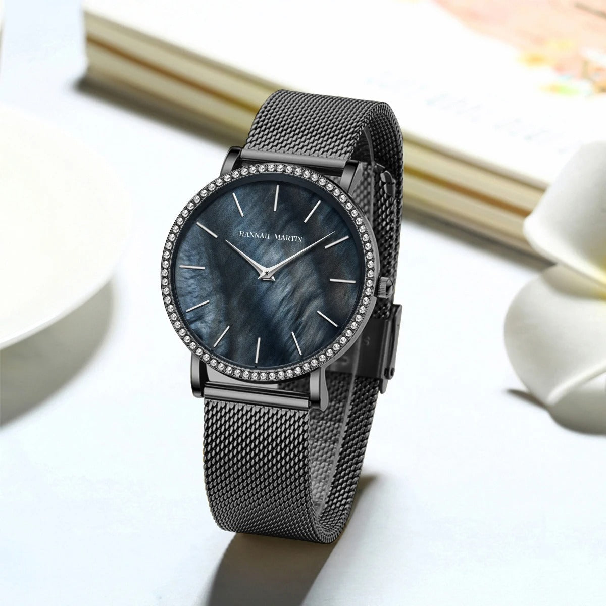 Quartz Movement Luxury Women Watch Rhinestone Stainless Steel