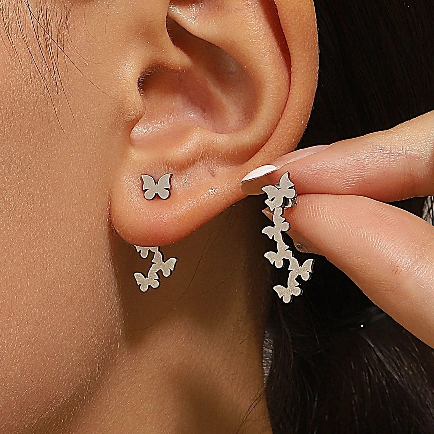 Geometric Square Detachable Triangles Stainless steel Stud Earrings for Women