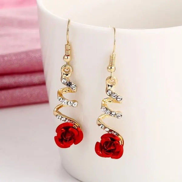Luxury Crystal Long Flower Drop  Earrings For Women