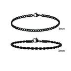 2pcs Men's Chain Bracelets,Stainless Steel Silver Gold Black Color Twist Rope Chain Wristband,Trendy Cuban Link Chains Gift - Revelloventures