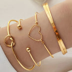 4pcs/set Stainless Steel Bracelets Vintage Fashion Woven Twist Texture Bangles for Women - Revelloventures