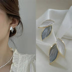 Lovely Sweet Grey Leaf Stud Earrings for Women - Revelloventures