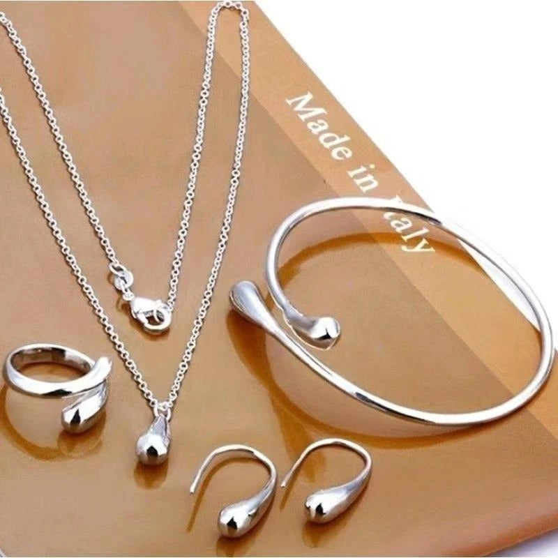4pcs/set Light Luxury Earrings Ring Bracelet Necklace Set Vintage Personality Women - Revelloventures