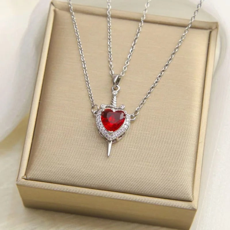 New Style Creative Arrow Through Heart Couple Pendant Heart-Shaped Collar Chain Valentine's Day Necklace Jewelry Gift - Revelloventures