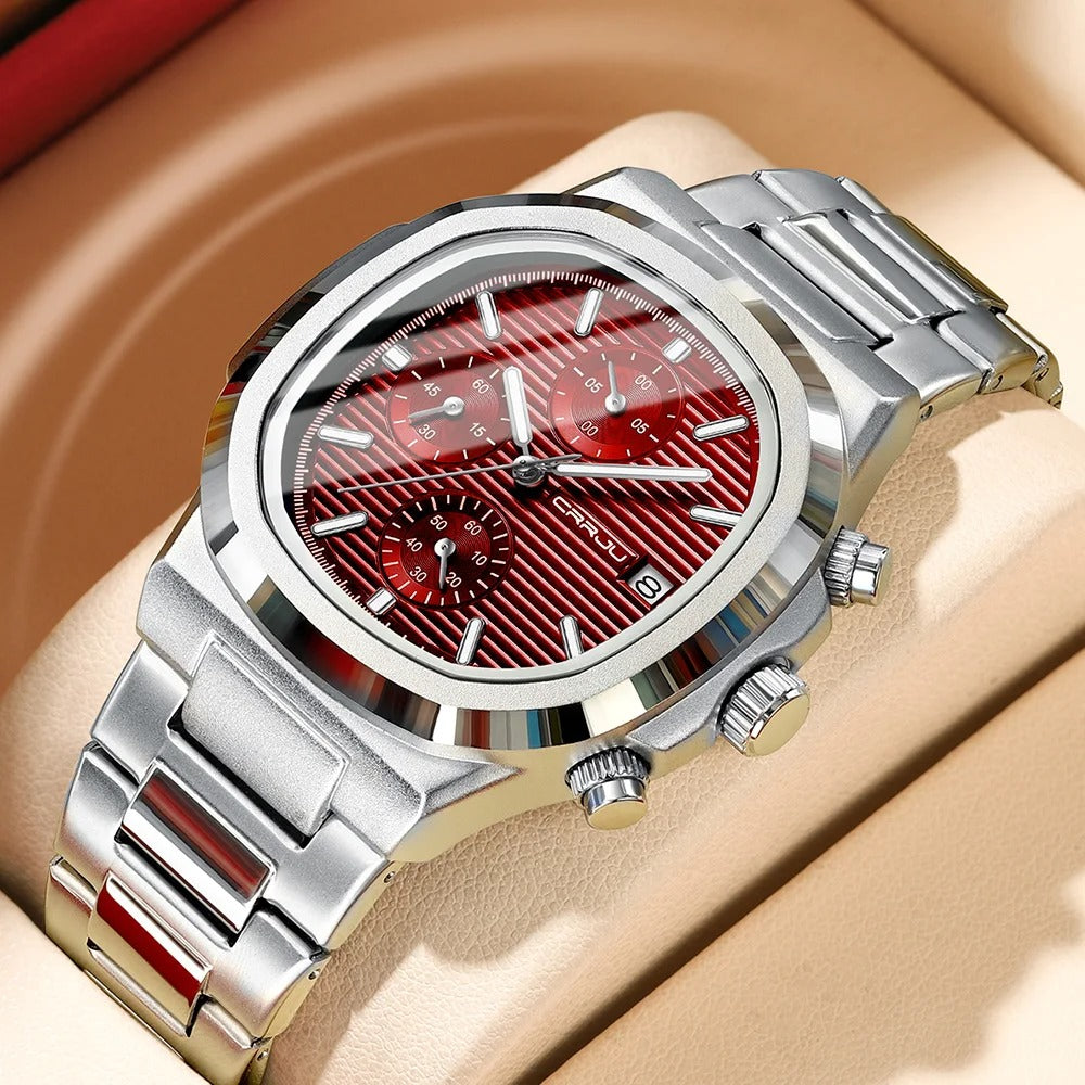 Luxury Man Watch Business Waterproof Male Clock Luminous Date Stainless Steel Square Quartz Men