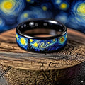 Starry Night Pattern Black Ring