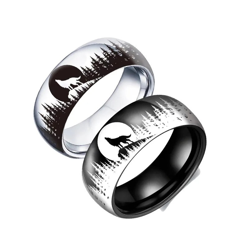 Moon Wolf Stainless Steel Rings