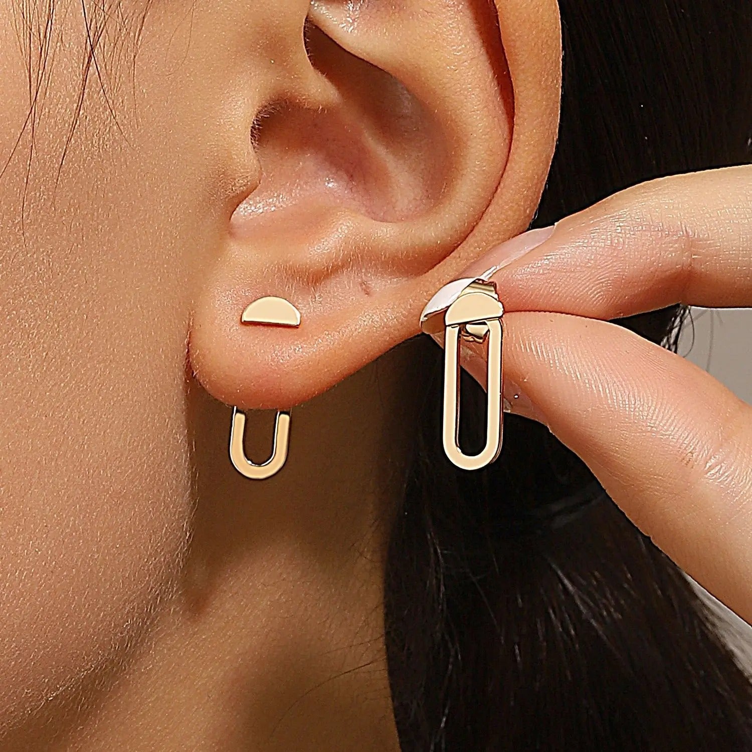 Geometric Square Detachable Triangles Stainless steel Stud Earrings for Women