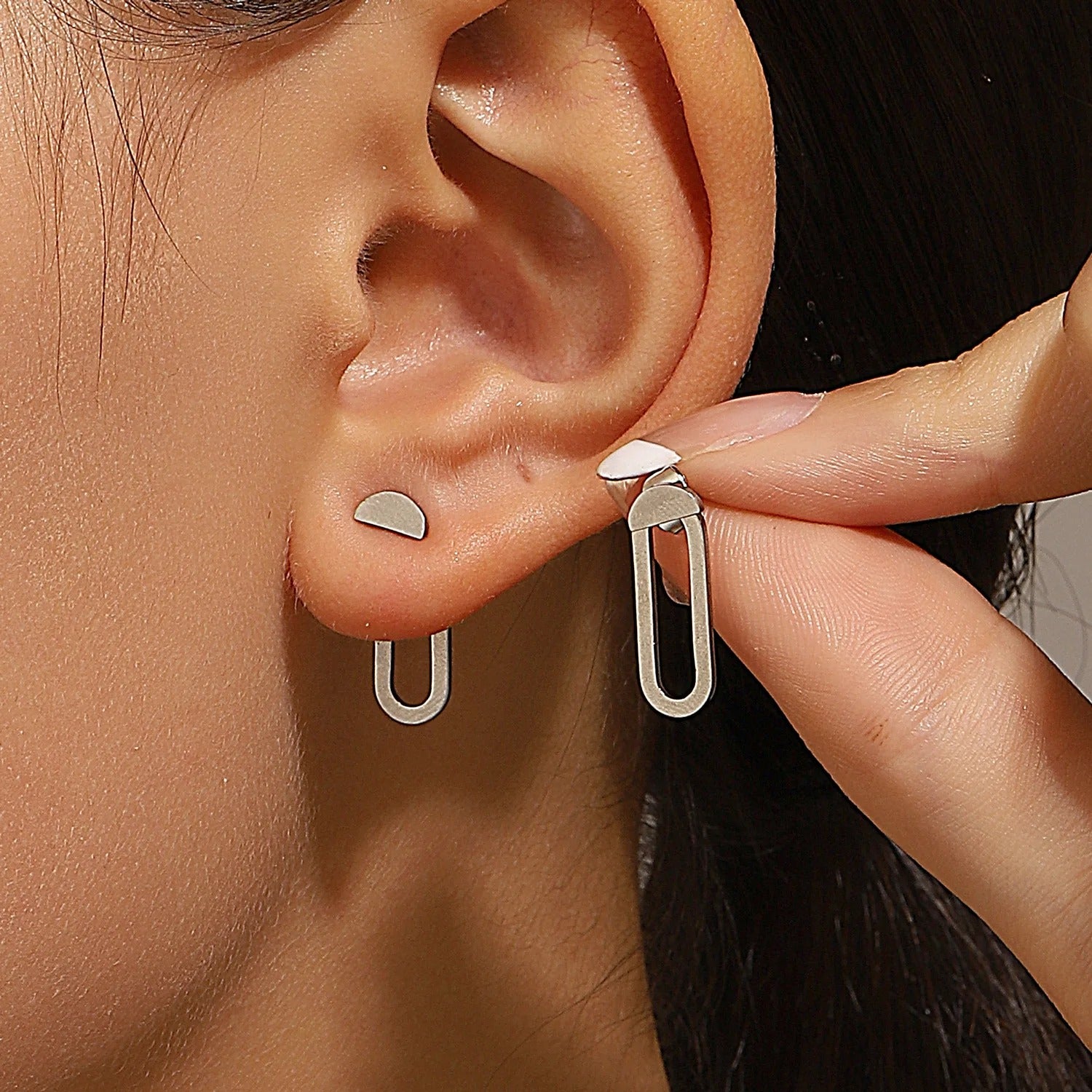Geometric Square Detachable Triangles Stainless steel Stud Earrings for Women