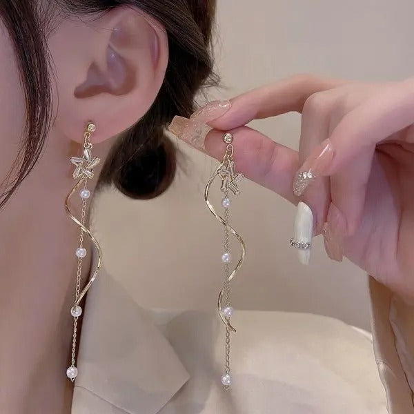 Luxury Crystal Long Flower Drop  Earrings For Women