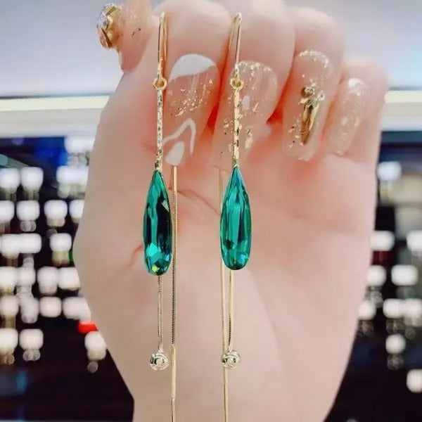 Luxury Crystal Long Flower Drop  Earrings For Women