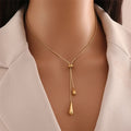 Stainless Steel New Fashion Jewelry Sets Pulling Adjustment Droplet Shape Charm Chain Choker Necklaces Earrings for Women - Revelloventures
