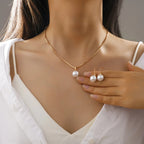 LATS 3 Pcs/Set Round Pearl Pendant Necklace For Women - Revelloventures