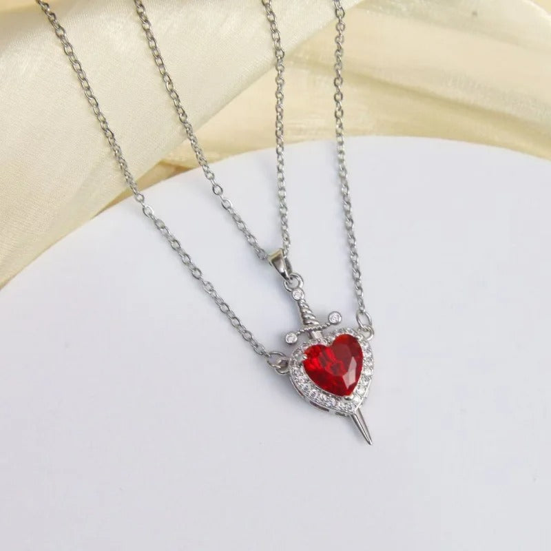New Style Creative Arrow Through Heart Couple Pendant Heart-Shaped Collar Chain Valentine's Day Necklace Jewelry Gift - Revelloventures