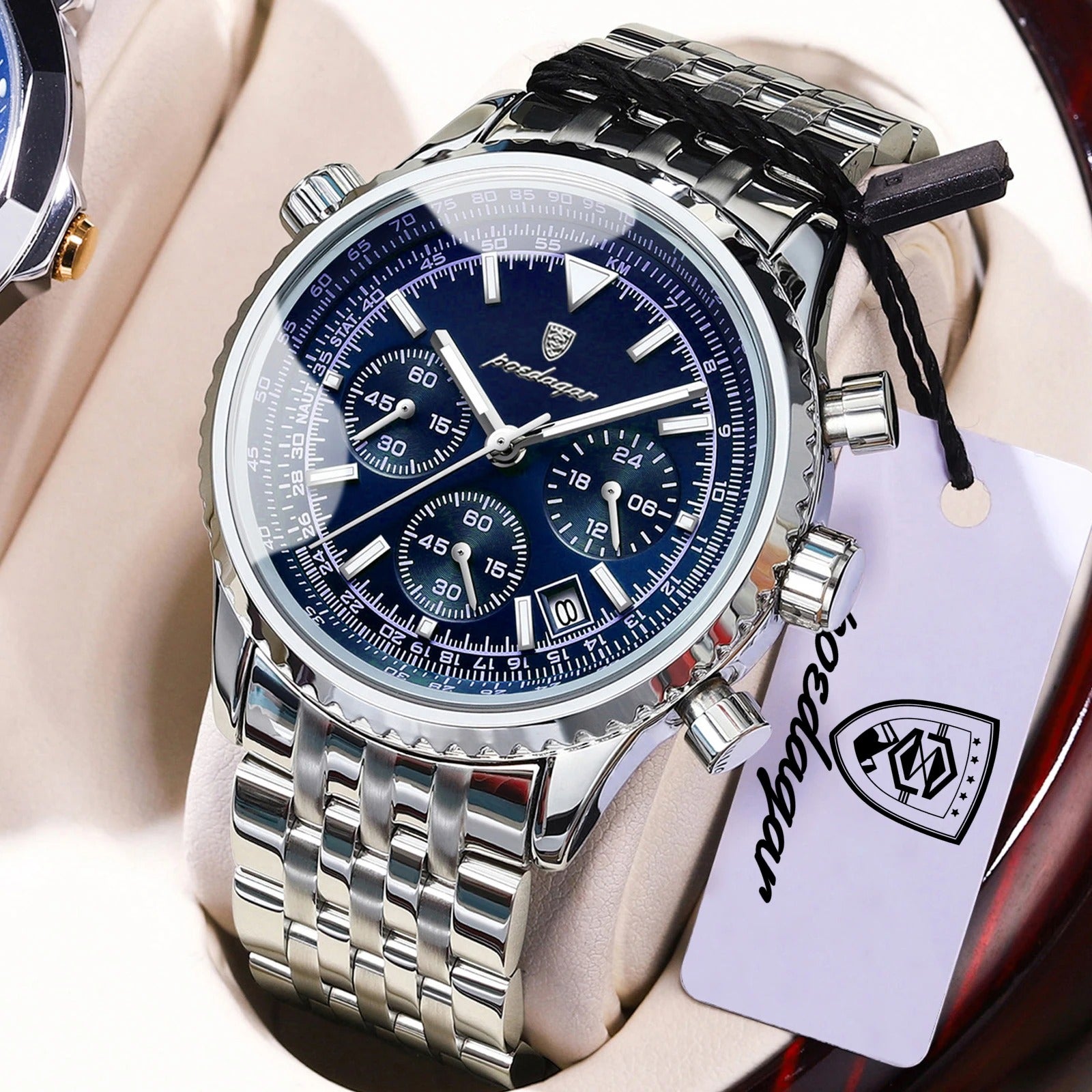 POEDAGAR Top Fashion Men Wristwatch Stainless Steel Luminous Quartz Man Clock Date Chronograph Military Men's Watches