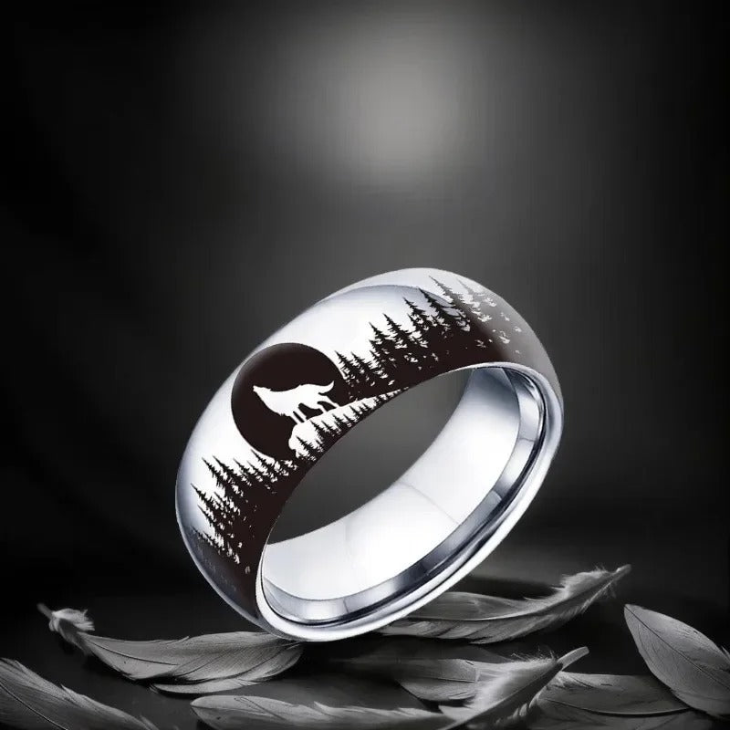 Moon Wolf Stainless Steel Rings