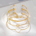 4pcs/set Stainless Steel Bracelets Vintage Fashion Woven Twist Texture Bangles for Women - Revelloventures