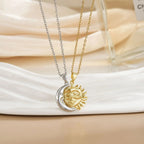 Stainless Steel Magnetic Sun Moon Couple Necklace Fashion Chain for Men and Women