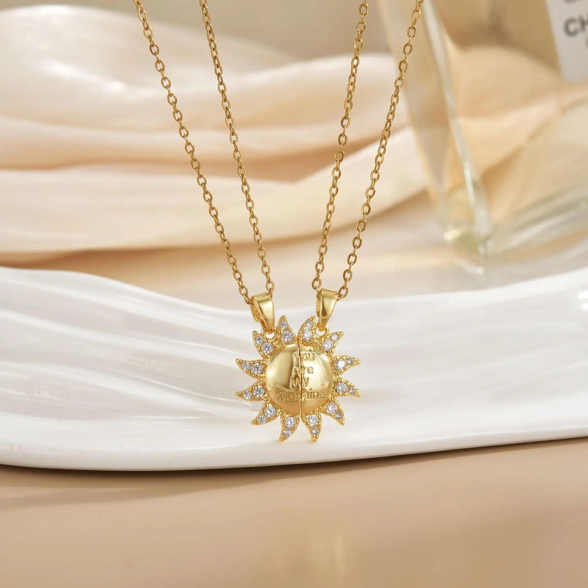 Stainless Steel Magnetic Sun Moon Couple Necklace Fashion Chain for Men and Women