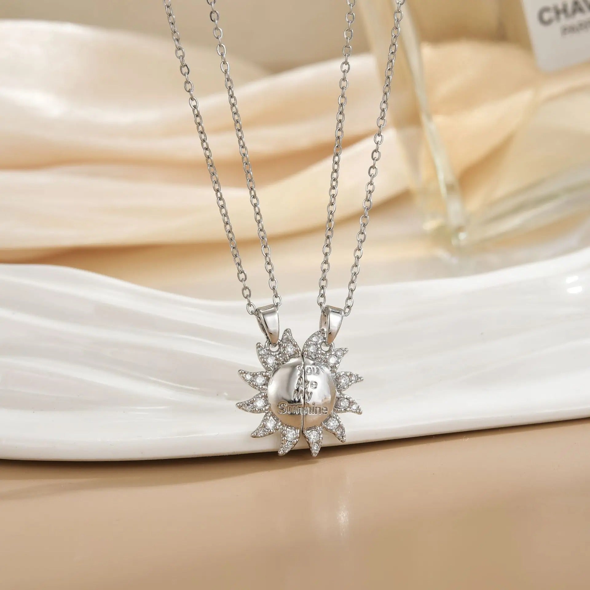 Stainless Steel Magnetic Sun Moon Couple Necklace Fashion Chain for Men and Women