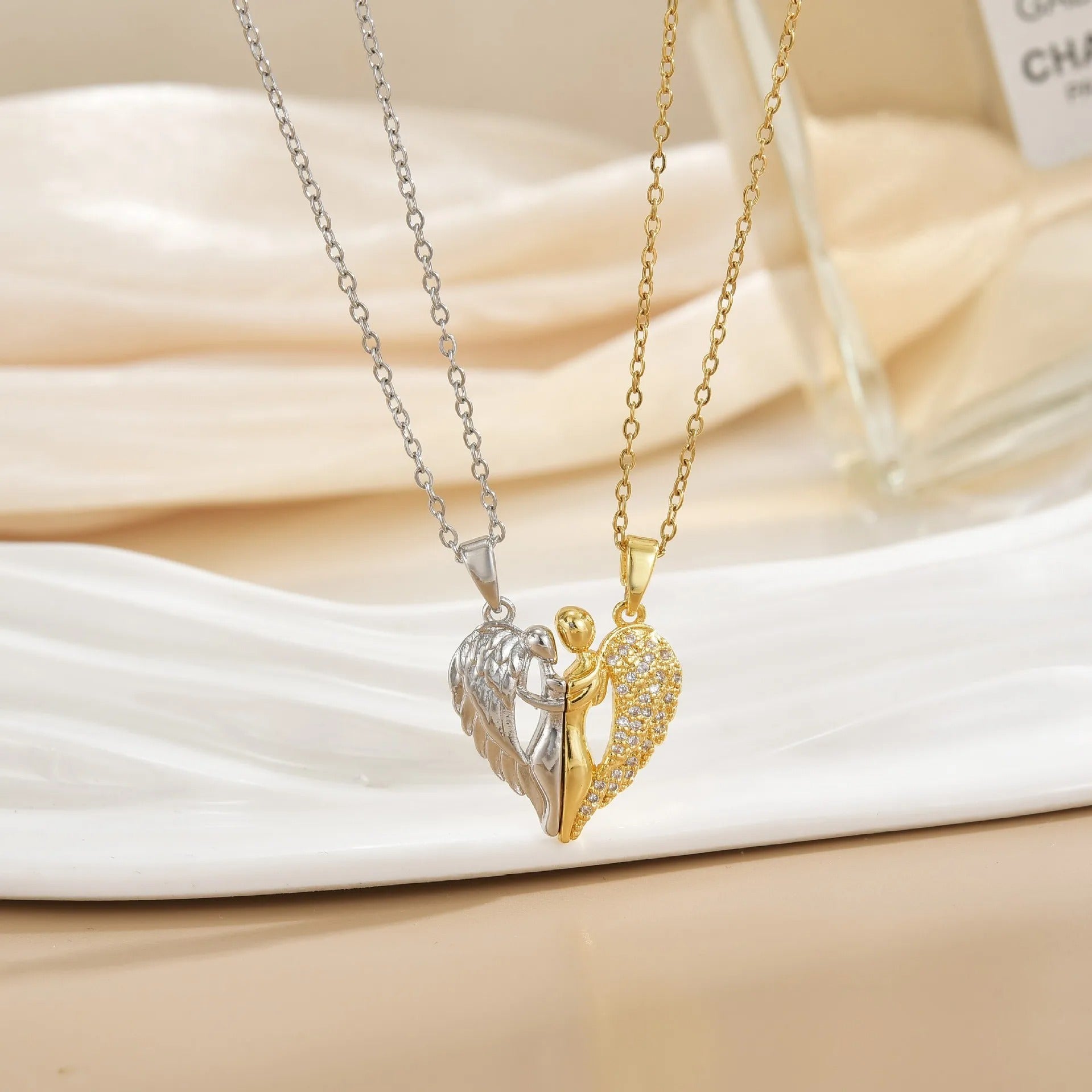 Stainless Steel Magnetic Sun Moon Couple Necklace Fashion Chain for Men and Women