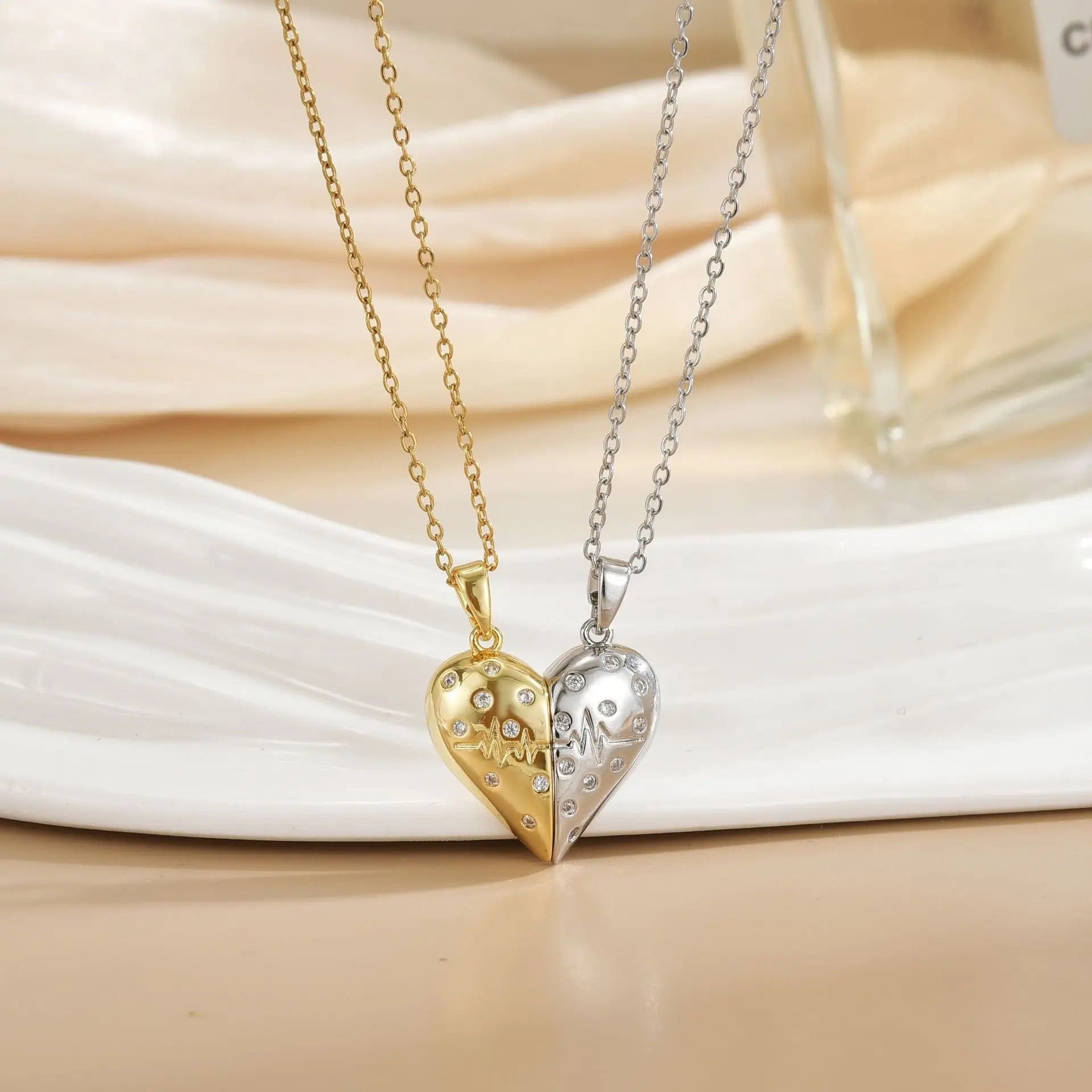 Stainless Steel Magnetic Sun Moon Couple Necklace Fashion Chain for Men and Women