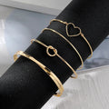 4pcs/set Stainless Steel Bracelets Vintage Fashion Woven Twist Texture Bangles for Women - Revelloventures