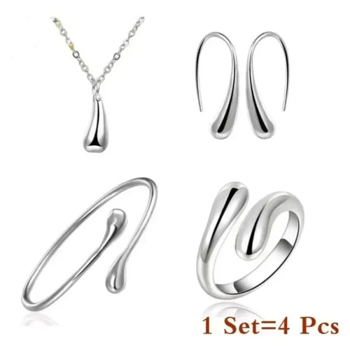 4pcs/set Light Luxury Earrings Ring Bracelet Necklace Set Vintage Personality Women - Revelloventures