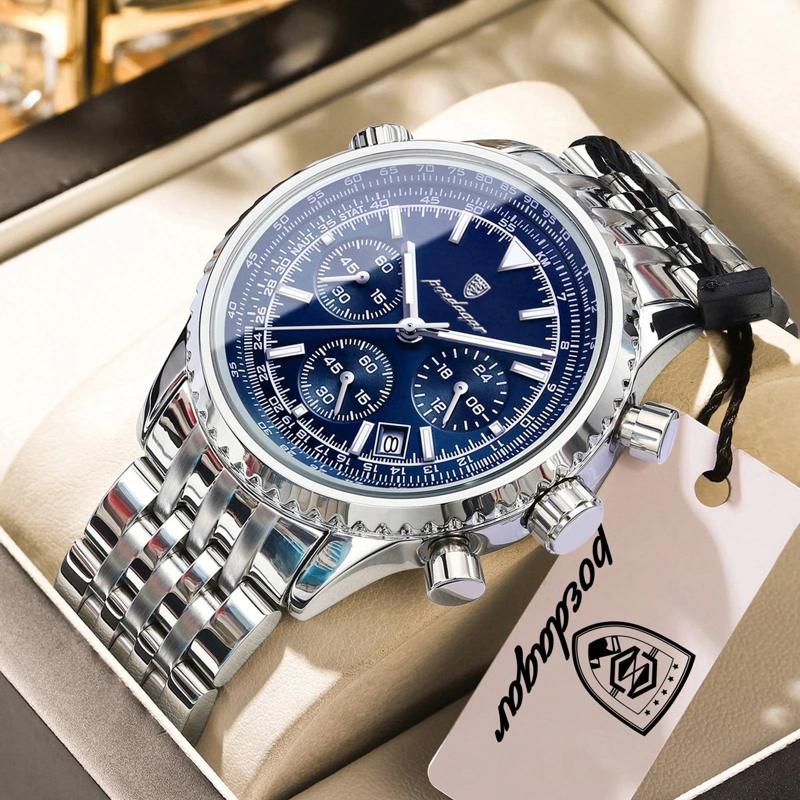 POEDAGAR Top Fashion Men Wristwatch Stainless Steel Luminous Quartz Man Clock Date Chronograph Military Men's Watches