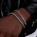 2pcs Men's Chain Bracelets,Stainless Steel Silver Gold Black Color Twist Rope Chain Wristband,Trendy Cuban Link Chains Gift - Revelloventures