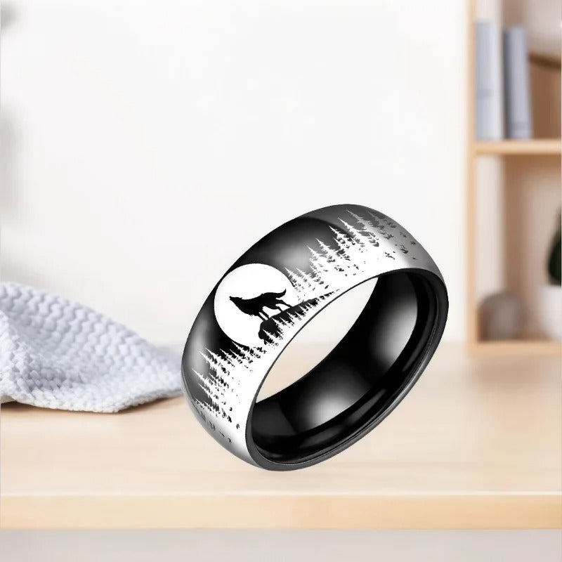 Moon Wolf Stainless Steel Rings