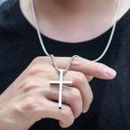 Stainless Steel Cross Necklace, Silver Color Plain Cross Pendant Collar
