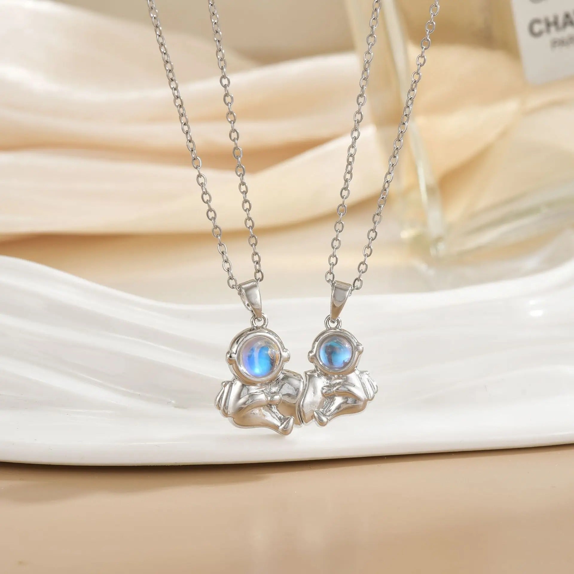 Stainless Steel Magnetic Sun Moon Couple Necklace Fashion Chain for Men and Women