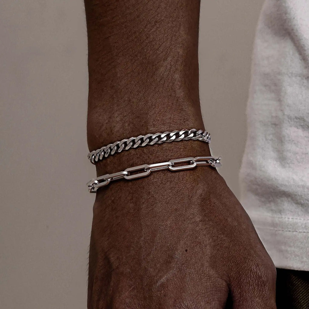 2pcs Men's Chain Bracelets,Stainless Steel Silver Gold Black Color Twist Rope Chain Wristband,Trendy Cuban Link Chains Gift - Revelloventures