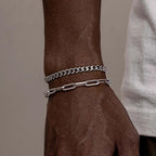 2pcs Men's Chain Bracelets,Stainless Steel Silver Gold Black Color Twist Rope Chain Wristband,Trendy Cuban Link Chains Gift - Revelloventures